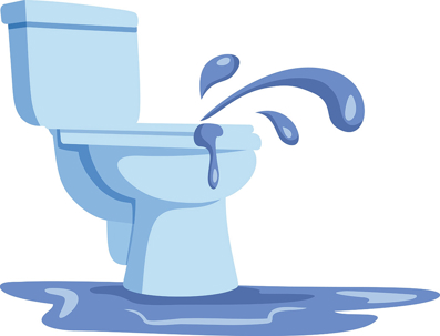 overflowing or backed-up toilet
