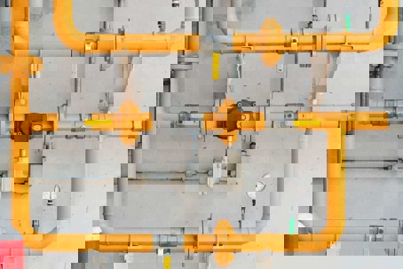 interconnected, yellow pipes