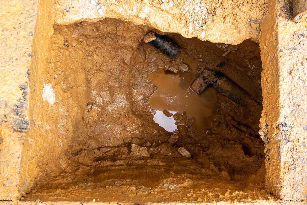 a broken sewer line a broken sewer line