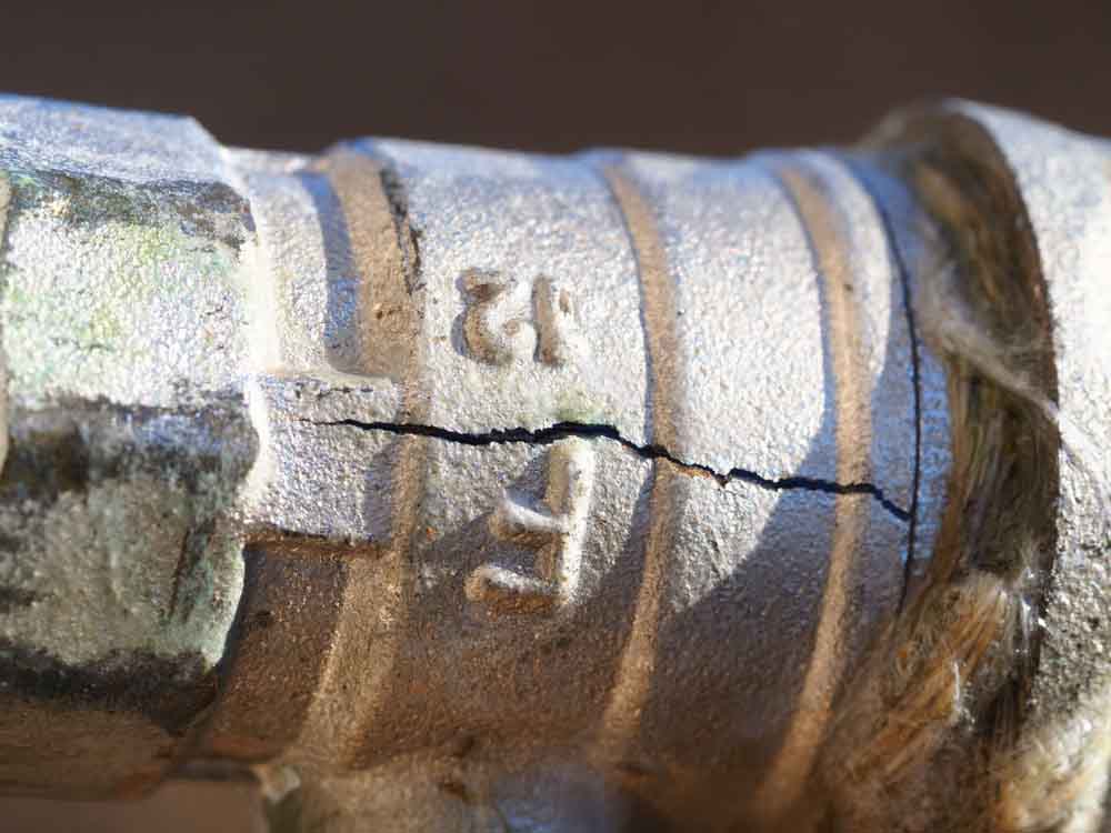 cracked pipe and leak
