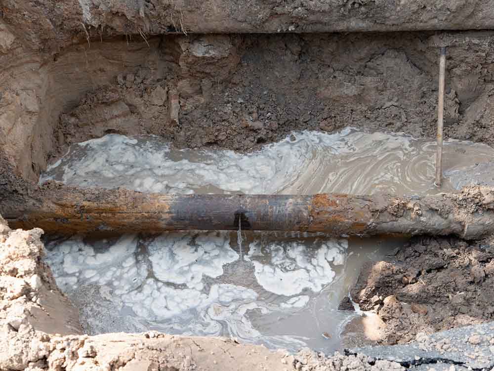 corroded sewer pipe