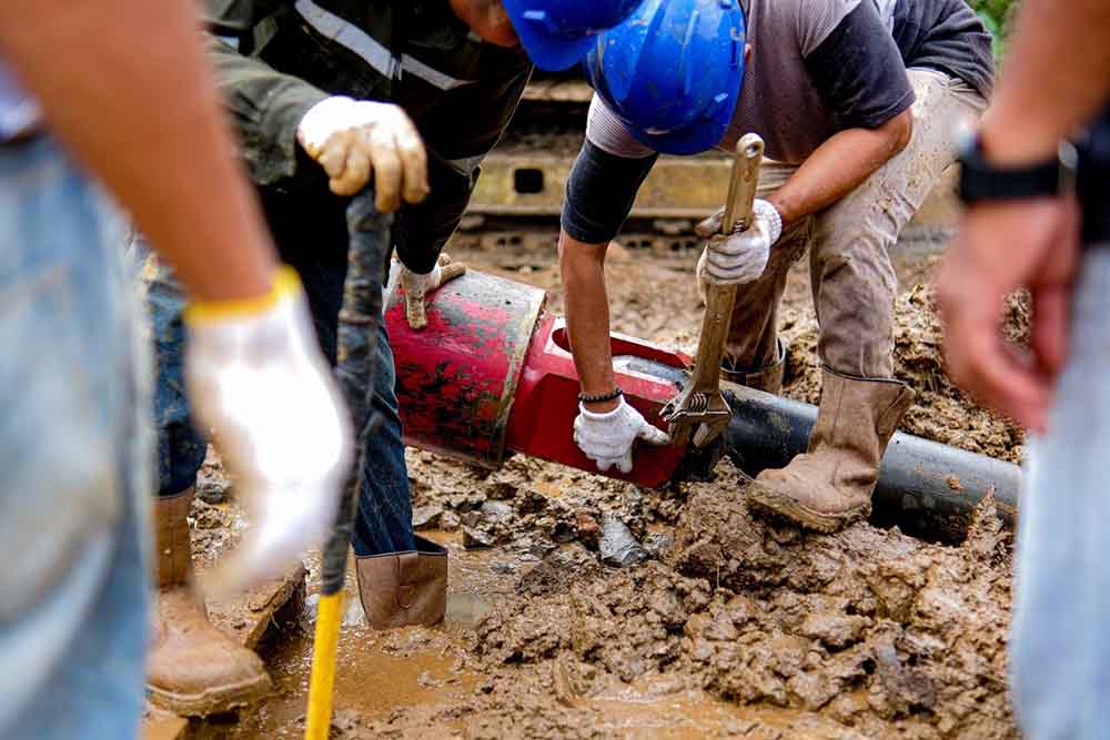 a trenchless pipe replacement project in progress